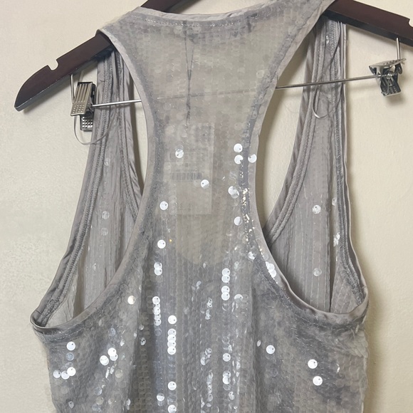 Zara Clear Plastic Sequins Tank Top Gray Sz L NWT - Picture 8 of 16